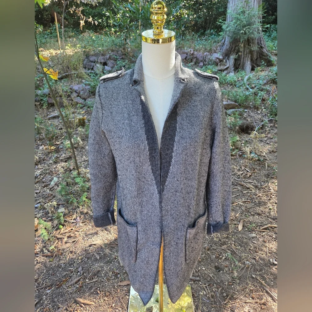 Talbots Wool Blend Womens Charcoal Knit‎ Sweater Cardigan